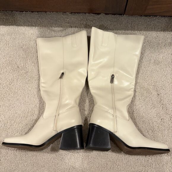 New Vince Camuto Women's Sangeti Wide Calf (XC) Boot Ivory Leather size 7 Wide - Picture 5 of 12
